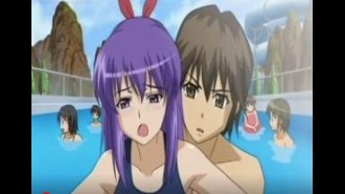 ［エロアニメ］スク水JKカップルがプールでエッチしてたら喘ぎ声が漏れちゃって慌ててシャワールームに移動して続きを行なったってかのthumbnail