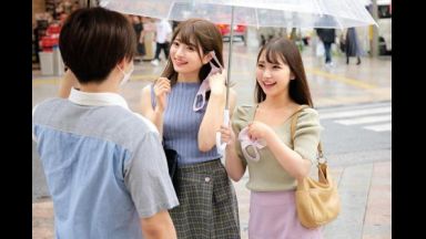 【素人】賞金100万円をゲットするため友達同士2人で童貞求めて初逆ナンパ→見つけ出したチンポを奪い合うハーレム筆おろし！のthumbnail