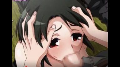 ［エロアニメ］頭の両サイドをがっちりつかまれて強制イラマチオされてるお姉さんですがお次はパンティをちょいとズラして手マンされてますのthumbnail